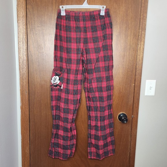 Vintage Disney Plaid Mickey Mouse Red Pajama Pants Size Small Unisex - Picture 2 of 5